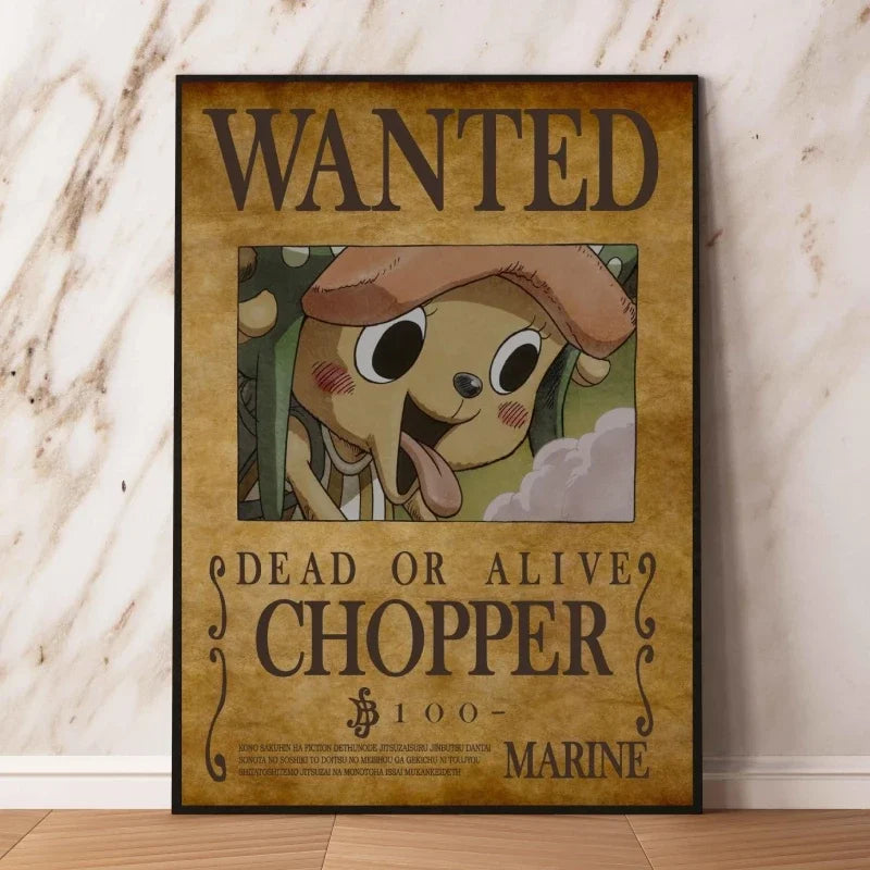 Classic Hot Selling Anime One Piece Luffy Zoro Bounty Wanted Poster Cartoon Character Canvas Printing Living Room Decor Posters