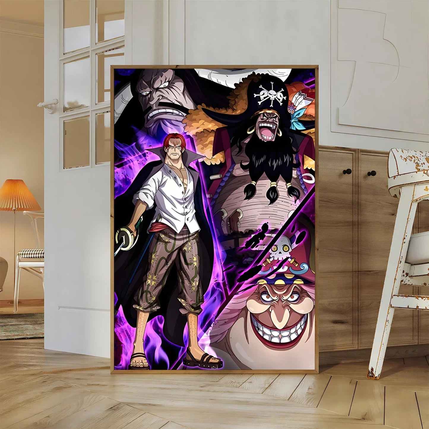 One Piece Kaido Self-adhesive Poster Buggy Sticker Home Decoration Painting Anime Wallpaper Figures HD Wall Art Hancock Kid Gift