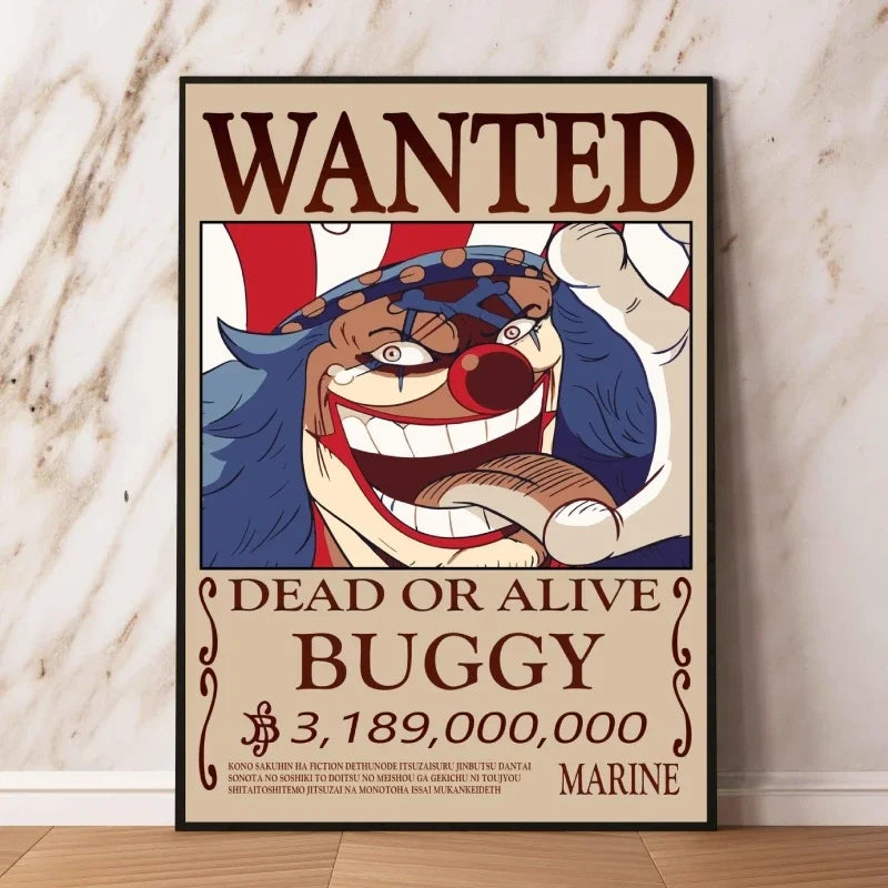 Classic Hot Selling Anime One Piece Luffy Zoro Bounty Wanted Poster Cartoon Character Canvas Printing Living Room Decor Posters