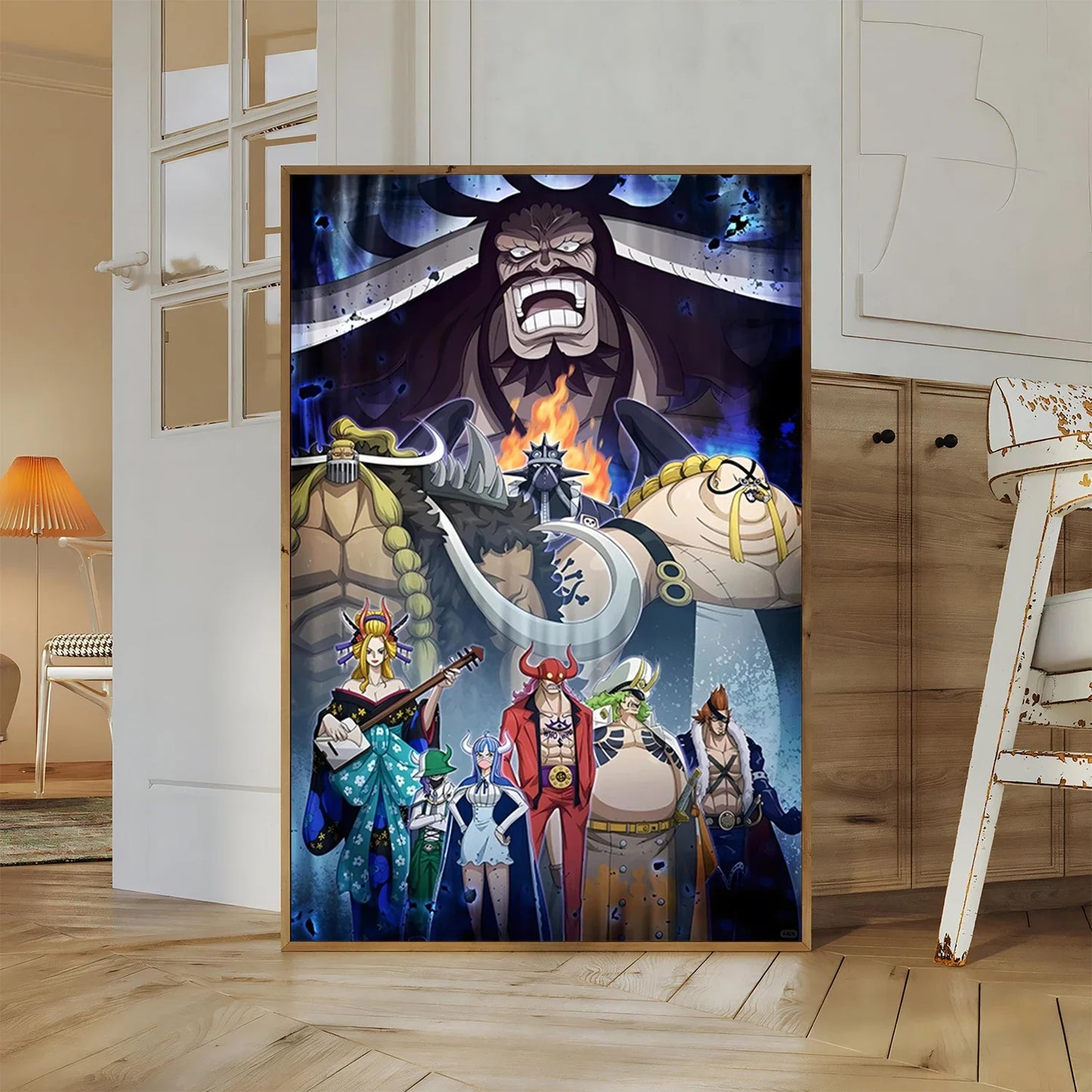 One Piece Kaido Self-adhesive Poster Buggy Sticker Home Decoration Painting Anime Wallpaper Figures HD Wall Art Hancock Kid Gift