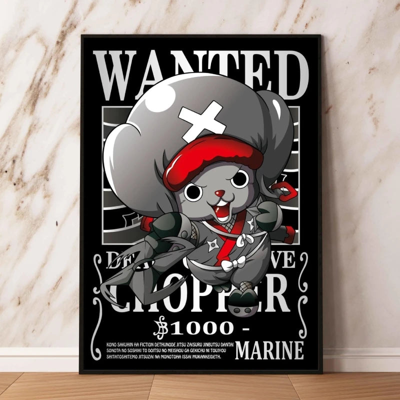 Classic Anime Canvas Printing One Piece Luffy Bounty Wanted Poster Bright and Long Lasting Colors Home Bedroom Wall Decorative