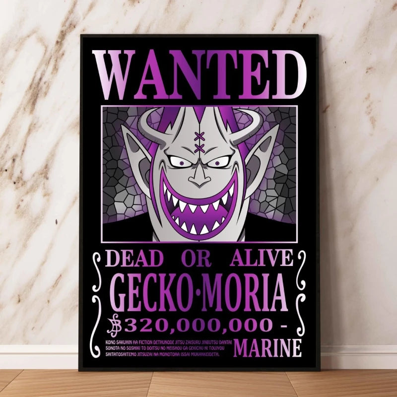 Classic Anime Canvas Printing One Piece Luffy Bounty Wanted Poster Bright and Long Lasting Colors Home Bedroom Wall Decorative