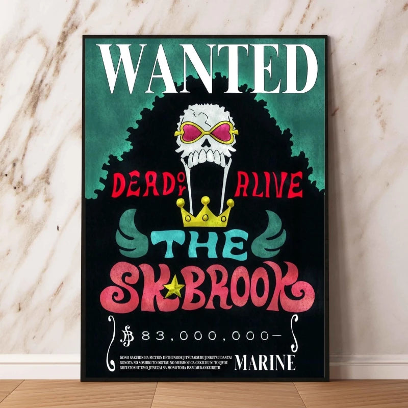 Classic Anime Canvas Printing One Piece Luffy Bounty Wanted Poster Bright and Long Lasting Colors Home Bedroom Wall Decorative