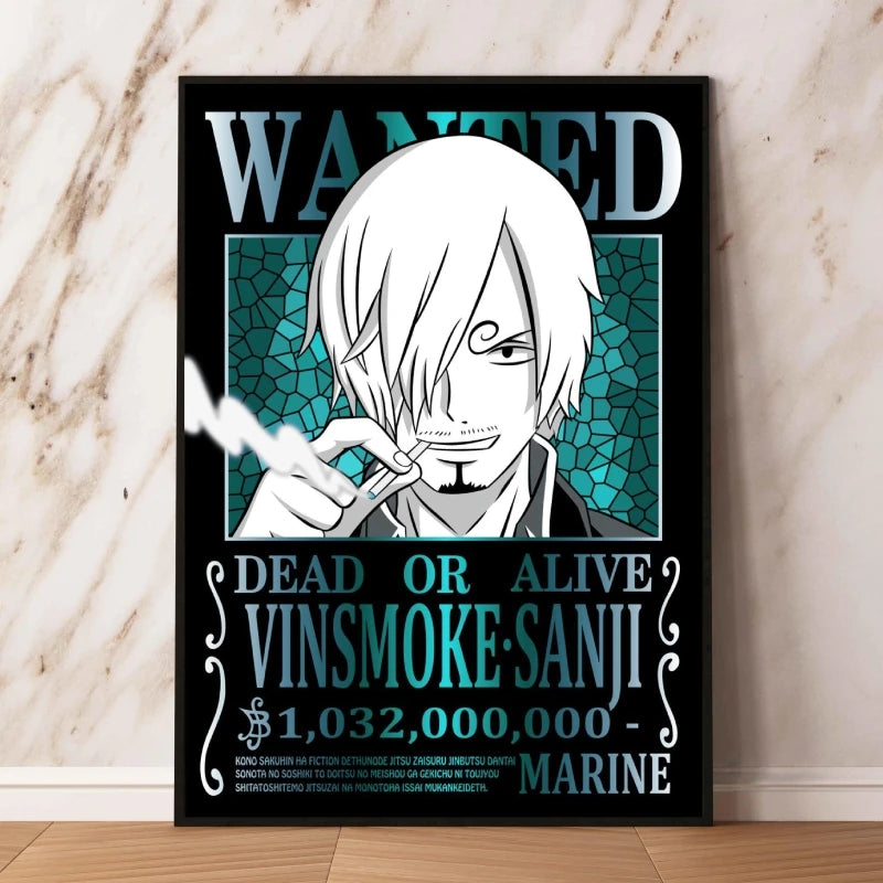 Classic Anime Canvas Printing One Piece Luffy Bounty Wanted Poster Bright and Long Lasting Colors Home Bedroom Wall Decorative