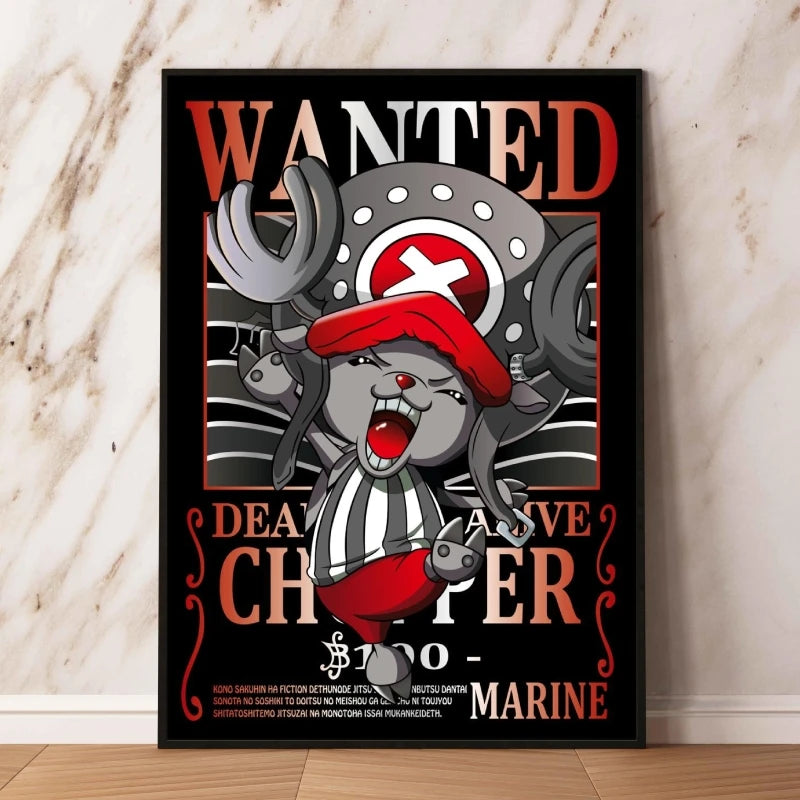 Classic Anime Canvas Printing One Piece Luffy Bounty Wanted Poster Bright and Long Lasting Colors Home Bedroom Wall Decorative