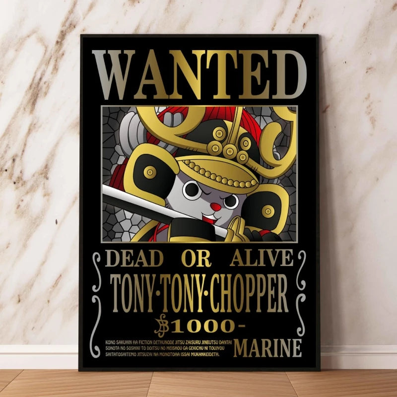 Classic Anime Canvas Printing One Piece Luffy Bounty Wanted Poster Bright and Long Lasting Colors Home Bedroom Wall Decorative