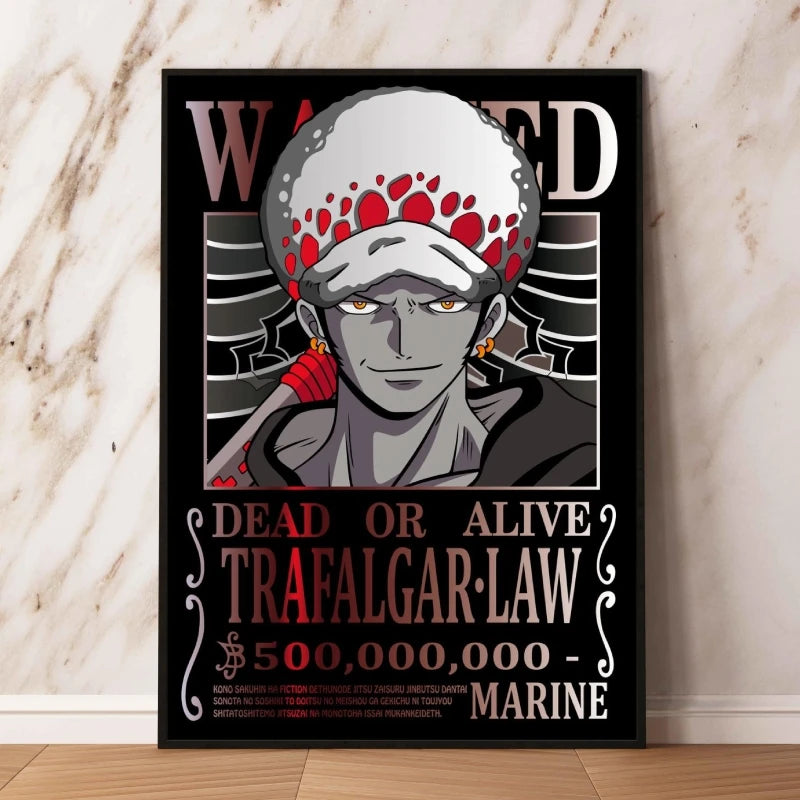 Classic Anime Canvas Printing One Piece Luffy Bounty Wanted Poster Bright and Long Lasting Colors Home Bedroom Wall Decorative