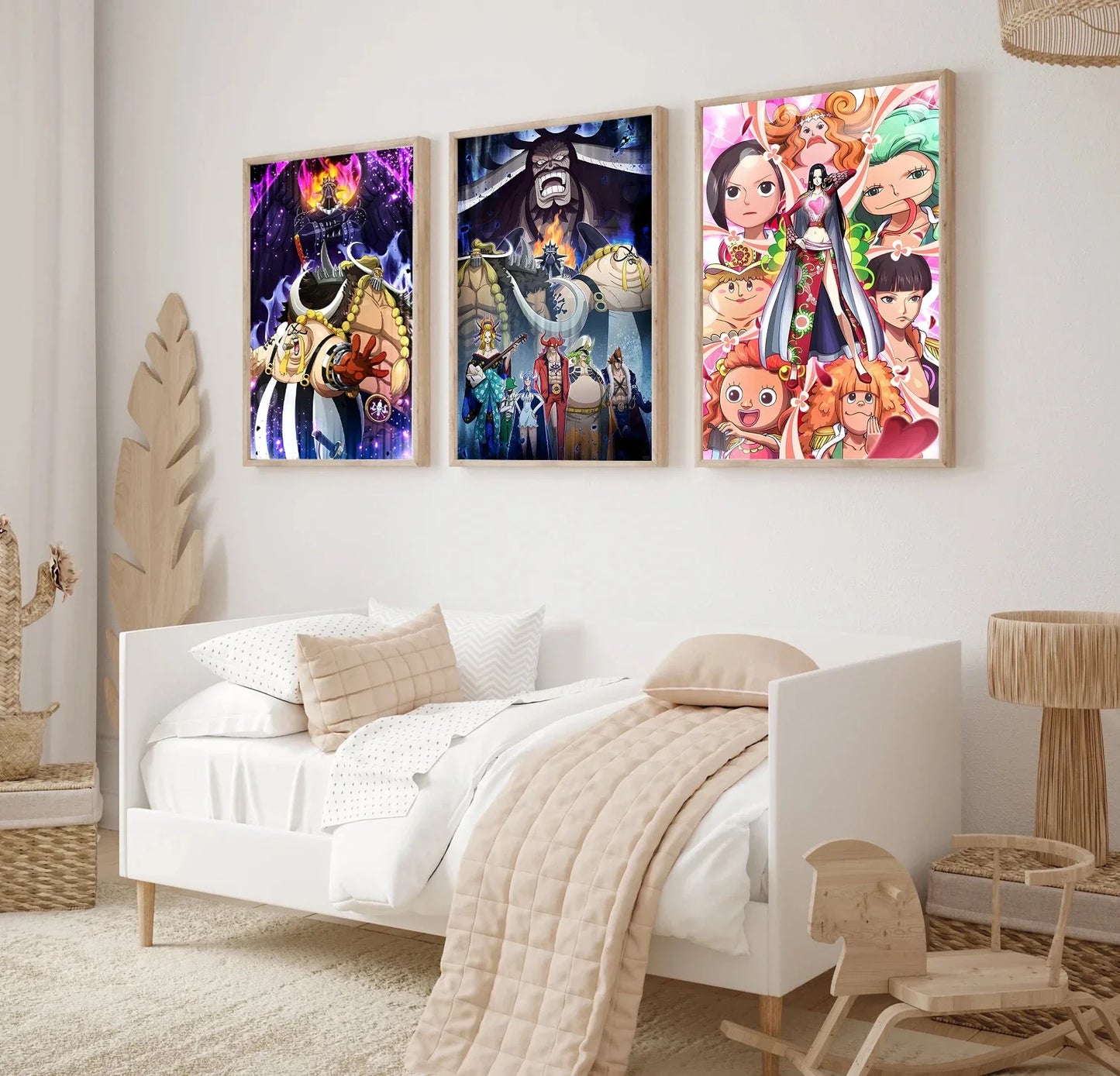 One Piece Kaido Self-adhesive Poster Buggy Sticker Home Decoration Painting Anime Wallpaper Figures HD Wall Art Hancock Kid Gift