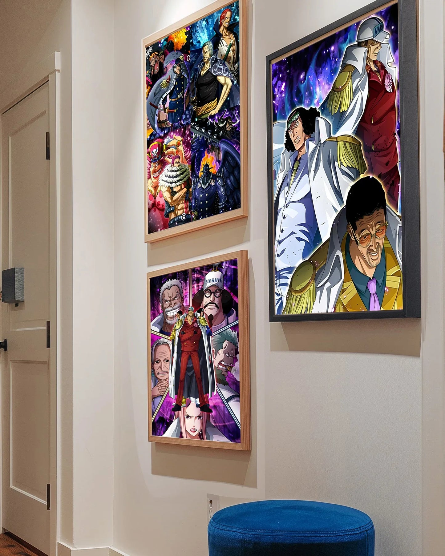 One Piece Kaido Self-adhesive Poster Buggy Sticker Home Decoration Painting Anime Wallpaper Figures HD Wall Art Hancock Kid Gift