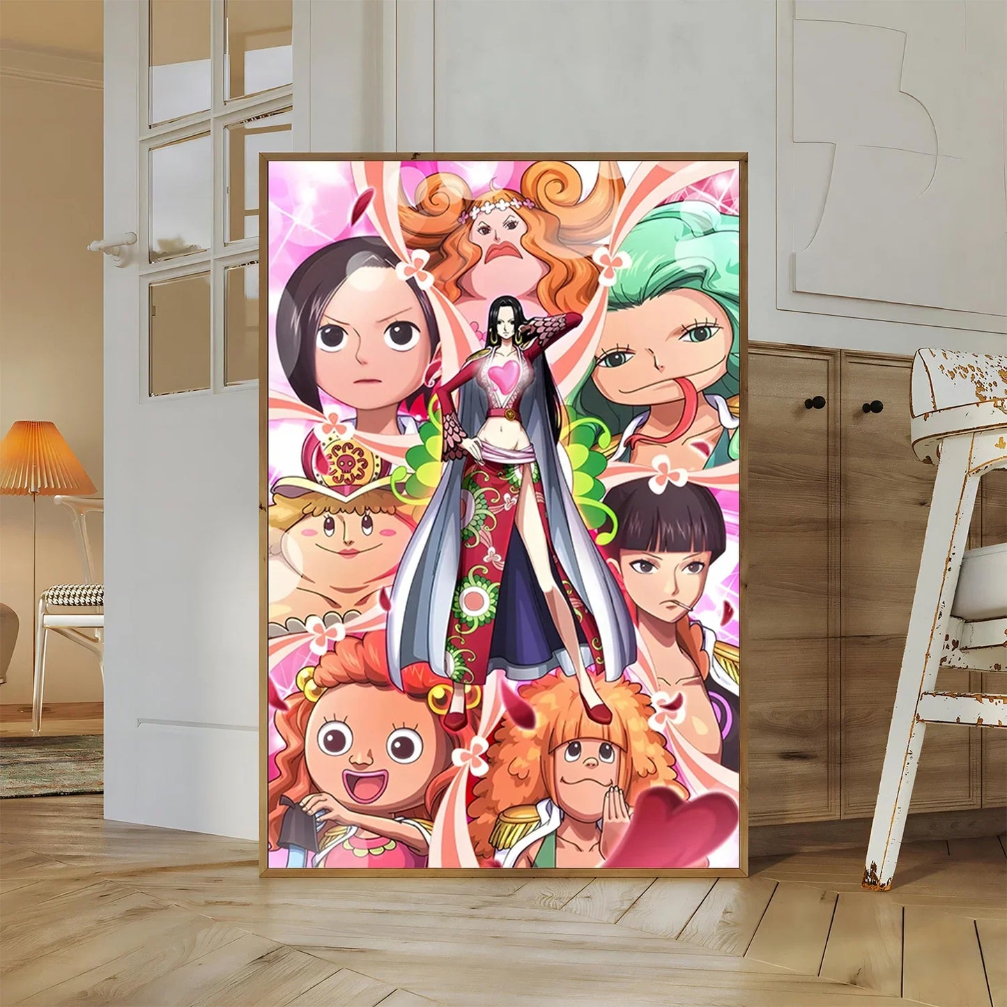One Piece Kaido Self-adhesive Poster Buggy Sticker Home Decoration Painting Anime Wallpaper Figures HD Wall Art Hancock Kid Gift
