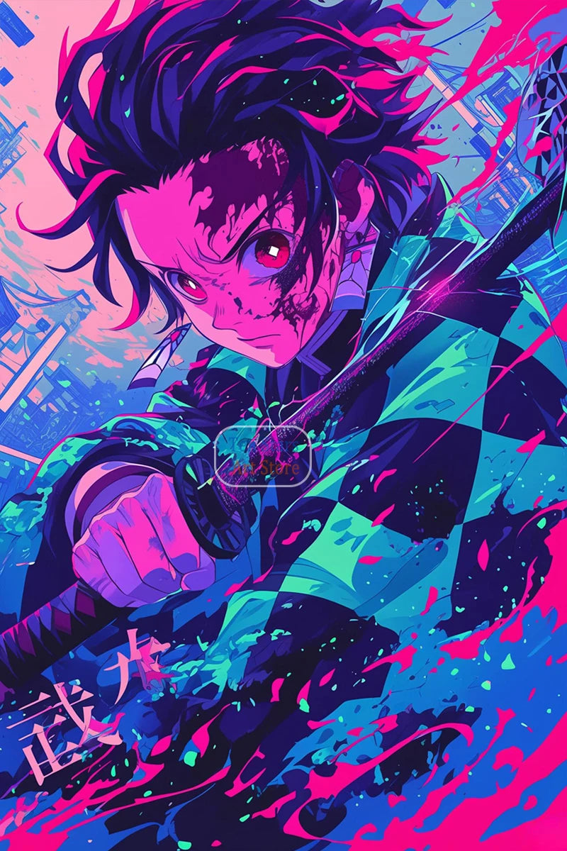 Tanjiro Kamado Nezuko Kamado Inosuke Shinobu Kocho Demon Slayer Poster Canvas Painting Wall Pictures Home Room Decor Anime Gifts