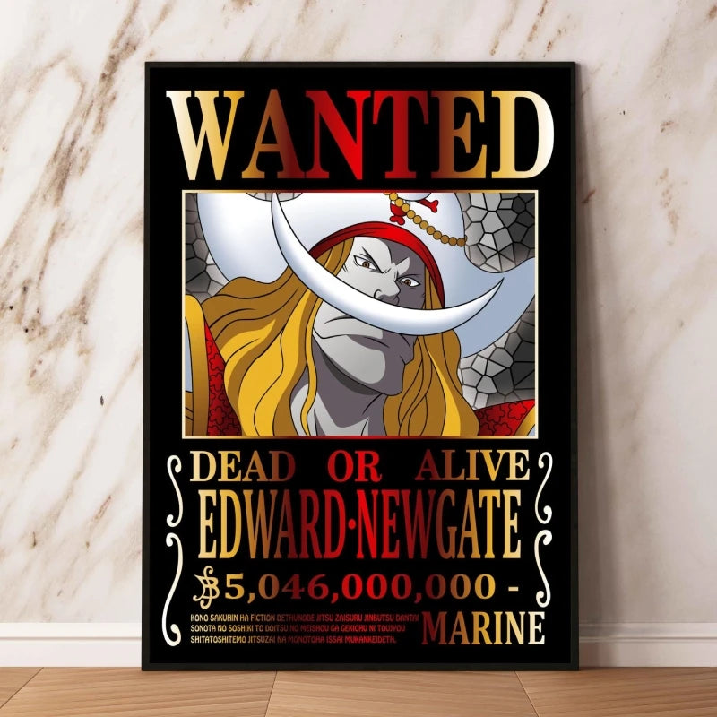 Classic Anime Canvas Printing One Piece Luffy Bounty Wanted Poster Bright and Long Lasting Colors Home Bedroom Wall Decorative