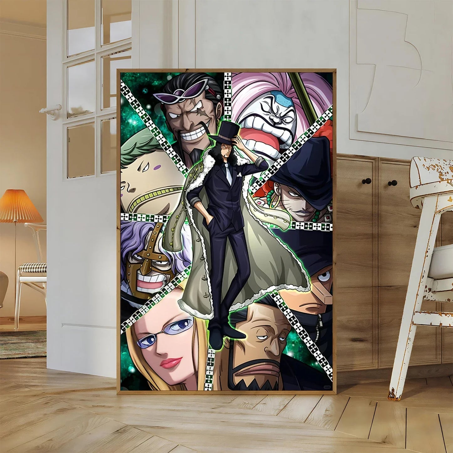 One Piece Kaido Self-adhesive Poster Buggy Sticker Home Decoration Painting Anime Wallpaper Figures HD Wall Art Hancock Kid Gift