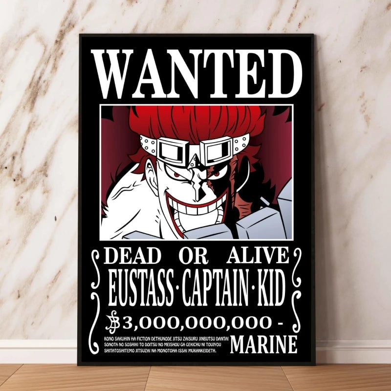 Classic Anime Canvas Printing One Piece Luffy Bounty Wanted Poster Bright and Long Lasting Colors Home Bedroom Wall Decorative