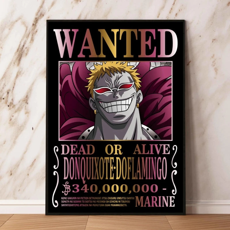 Classic Anime Canvas Printing One Piece Luffy Bounty Wanted Poster Bright and Long Lasting Colors Home Bedroom Wall Decorative
