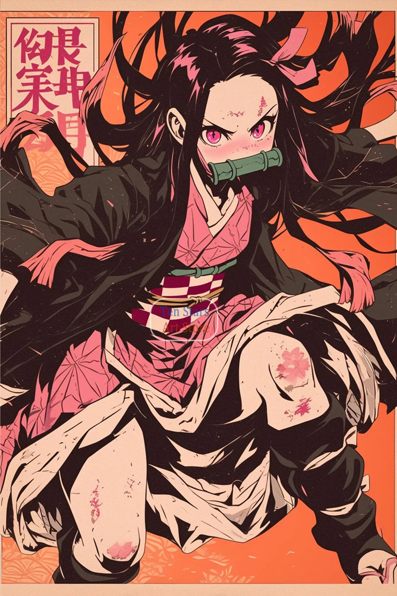 Tanjiro Kamado Nezuko Kamado Inosuke Shinobu Kocho Demon Slayer Poster Canvas Painting Wall Pictures Home Room Decor Anime Gifts