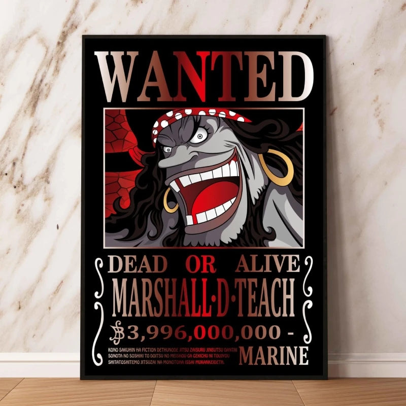 Classic Anime Canvas Printing One Piece Luffy Bounty Wanted Poster Bright and Long Lasting Colors Home Bedroom Wall Decorative