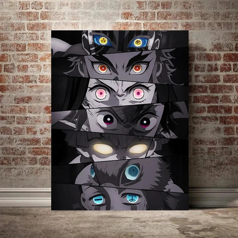 Anime Poster Demon Slayer Team Eyes Art Print Mural Children's Room Decorative Canvas Painitng Picture for Modern Home Decor