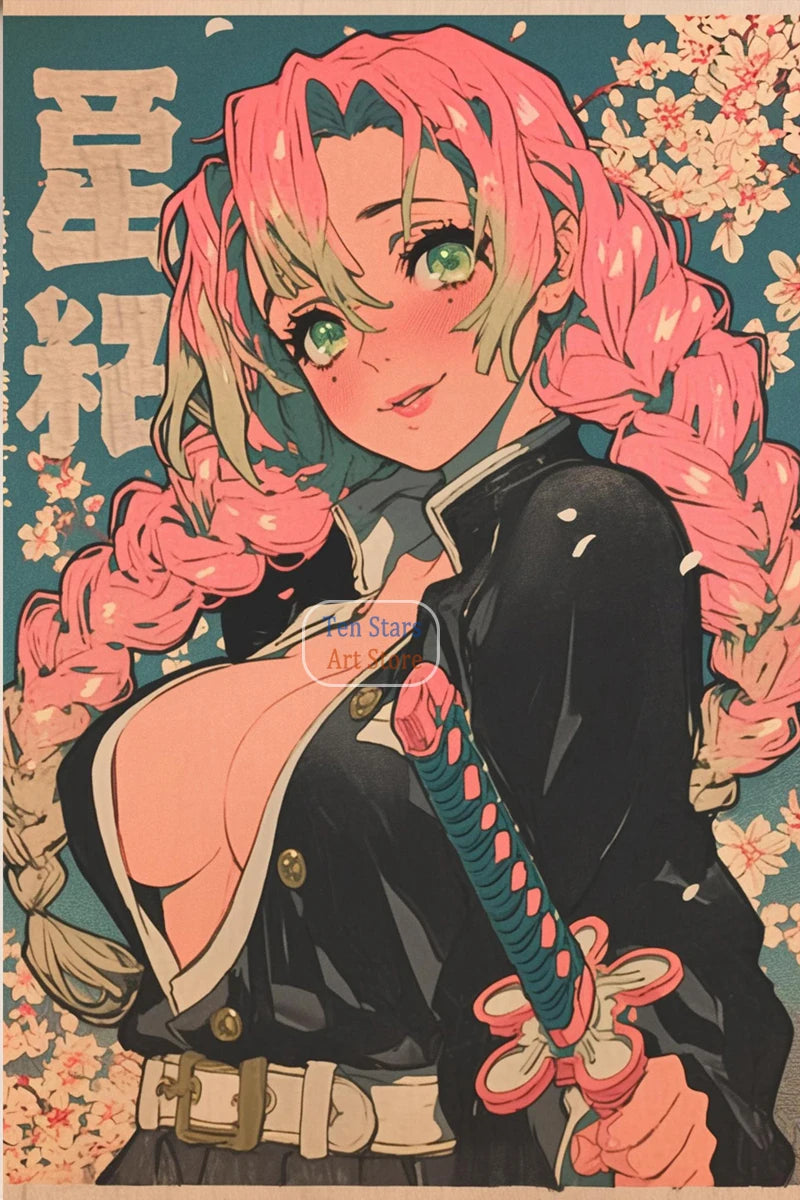 Tanjiro Kamado Nezuko Kamado Inosuke Shinobu Kocho Demon Slayer Poster Canvas Painting Wall Pictures Home Room Decor Anime Gifts