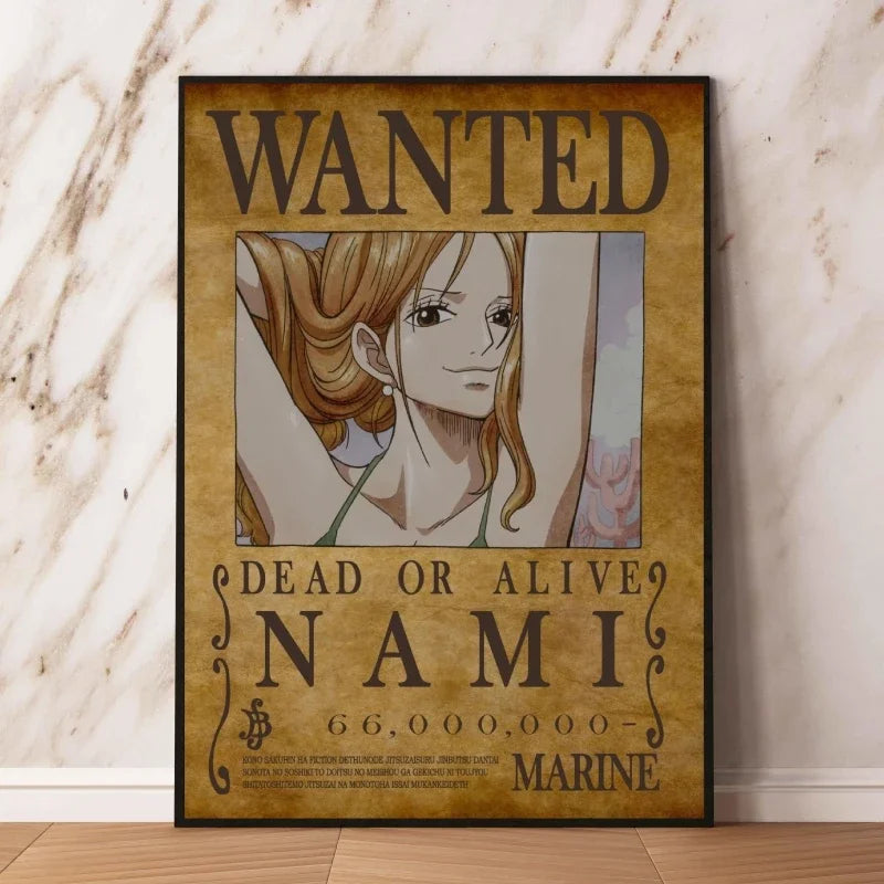 Classic Hot Selling Anime One Piece Luffy Zoro Bounty Wanted Poster Cartoon Character Canvas Printing Living Room Decor Posters