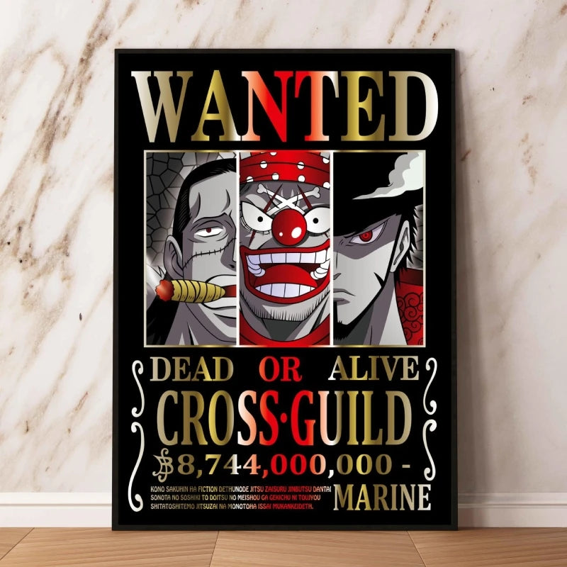 Classic Anime Canvas Printing One Piece Luffy Bounty Wanted Poster Bright and Long Lasting Colors Home Bedroom Wall Decorative