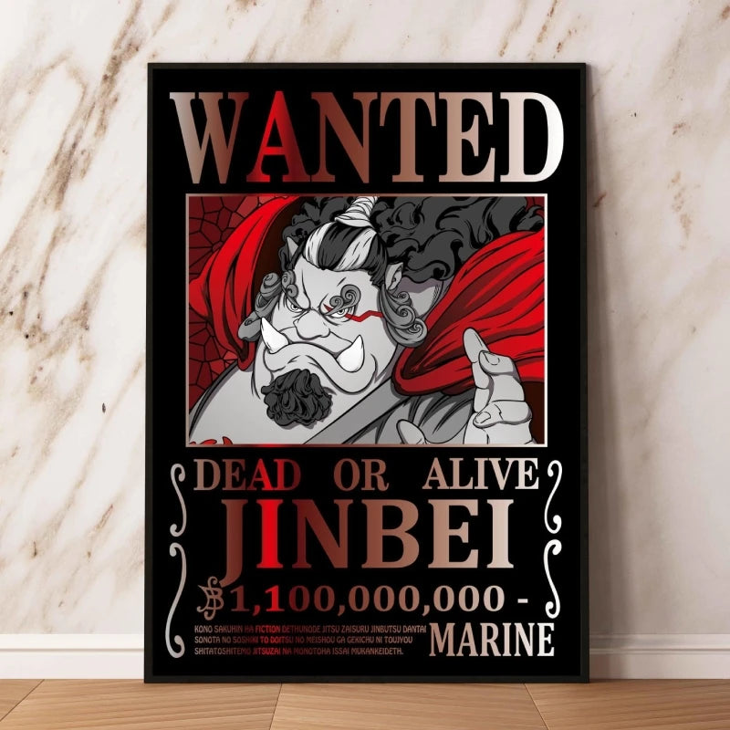 Classic Anime Canvas Printing One Piece Luffy Bounty Wanted Poster Bright and Long Lasting Colors Home Bedroom Wall Decorative