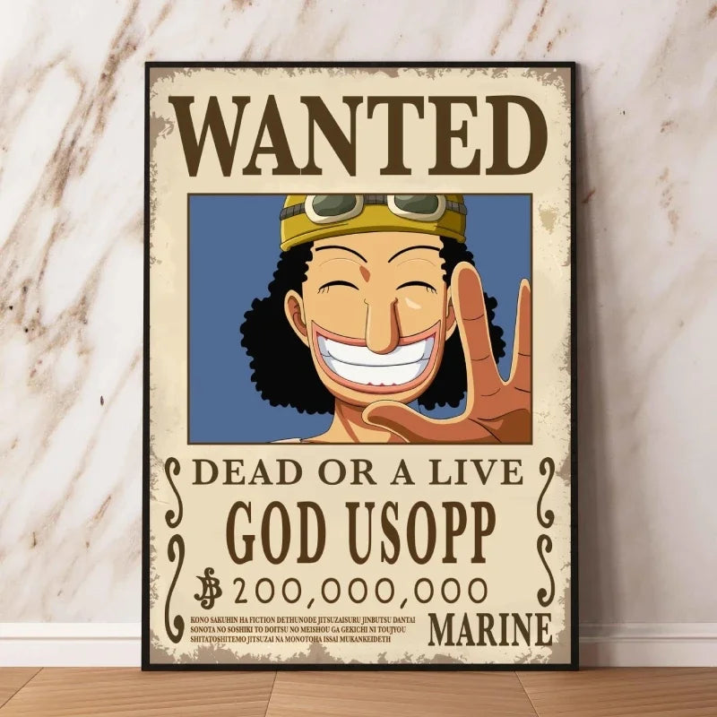 Classic Hot Selling Anime One Piece Luffy Zoro Bounty Wanted Poster Cartoon Character Canvas Printing Living Room Decor Posters