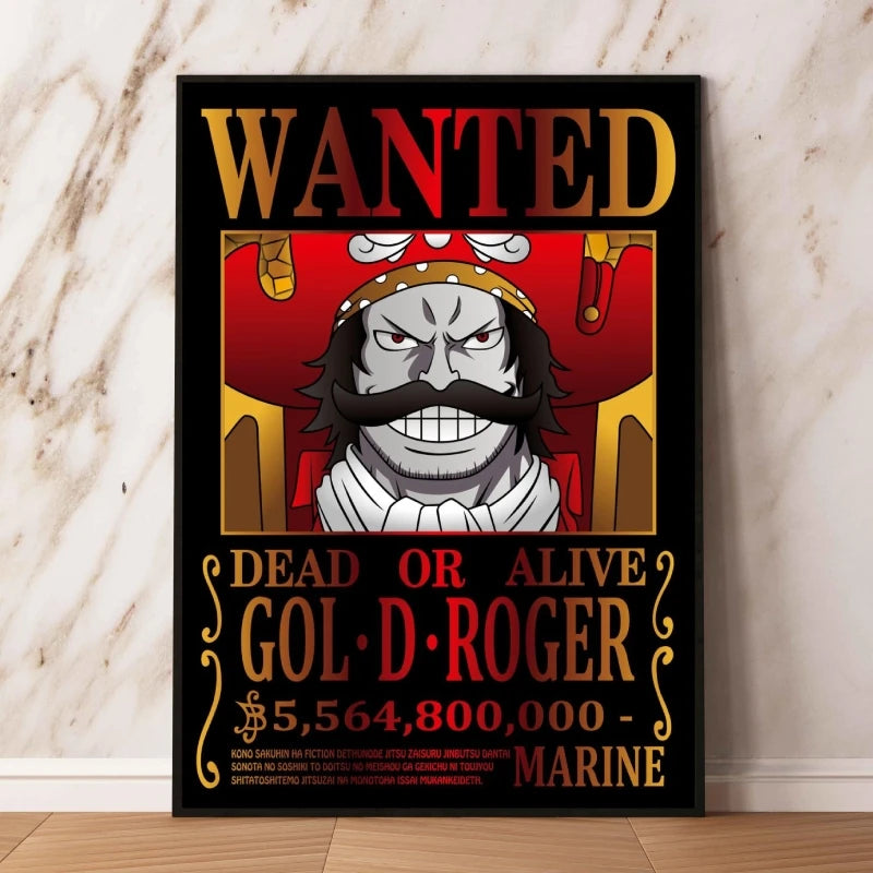 Classic Anime Canvas Printing One Piece Luffy Bounty Wanted Poster Bright and Long Lasting Colors Home Bedroom Wall Decorative