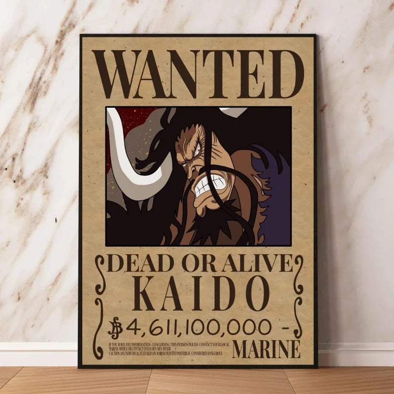 Classic Hot Selling Anime One Piece Luffy Zoro Bounty Wanted Poster Cartoon Character Canvas Printing Living Room Decor Posters