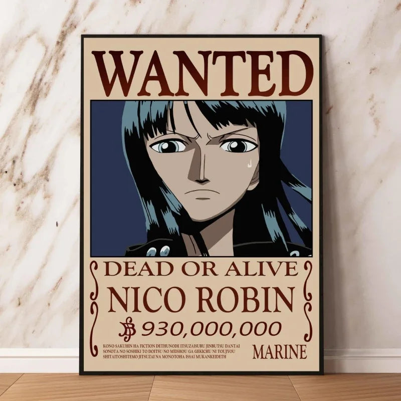 Classic Hot Selling Anime One Piece Luffy Zoro Bounty Wanted Poster Cartoon Character Canvas Printing Living Room Decor Posters