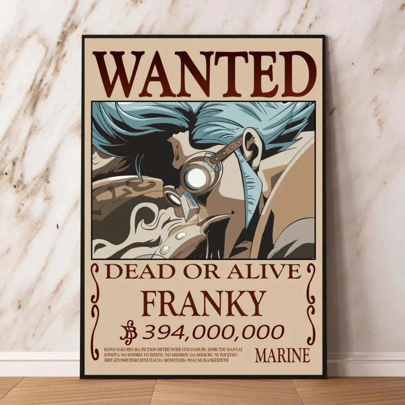 Classic Hot Selling Anime One Piece Luffy Zoro Bounty Wanted Poster Cartoon Character Canvas Printing Living Room Decor Posters