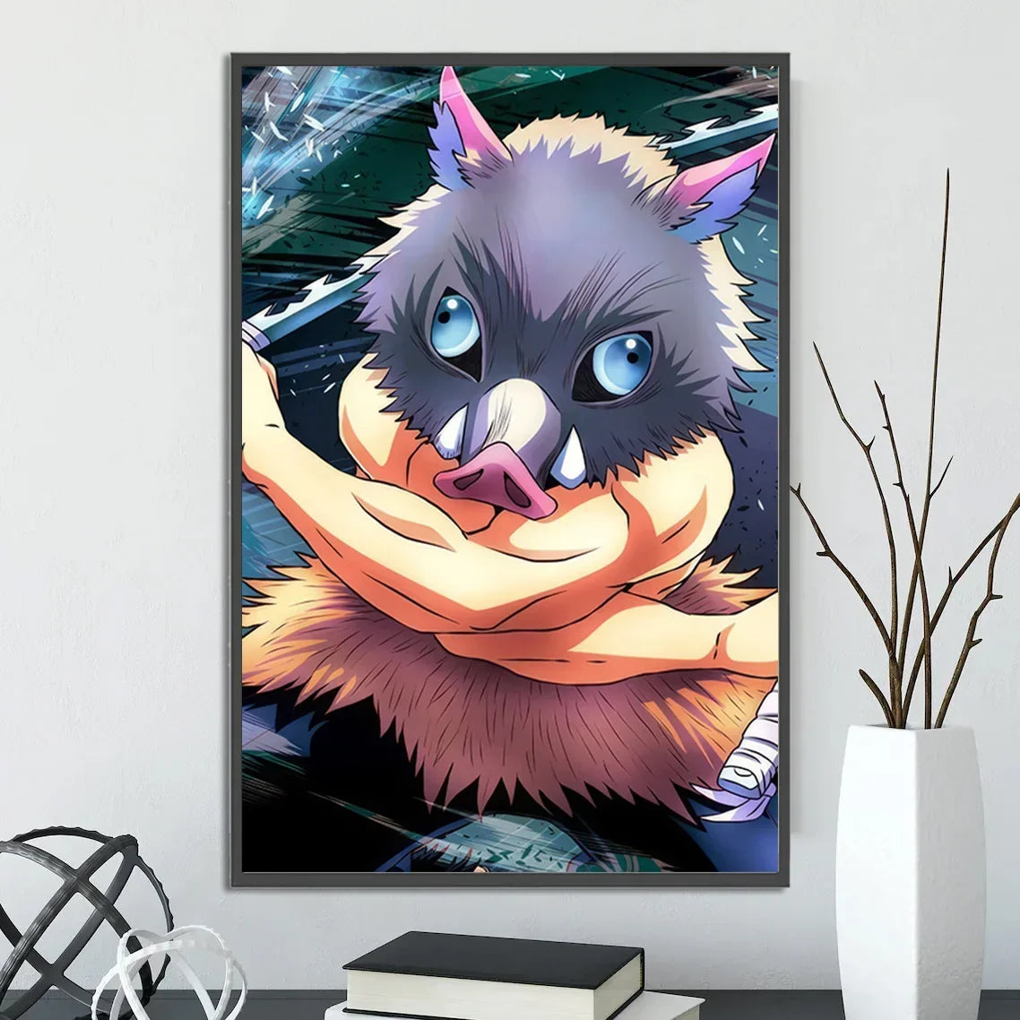 Demon Slayer Self-adhesive Anime Poster Hashira Nezuko Agatsuma Zenitsu Inosuke Wall Painting Home Decor Wall Art Room Kid Gift