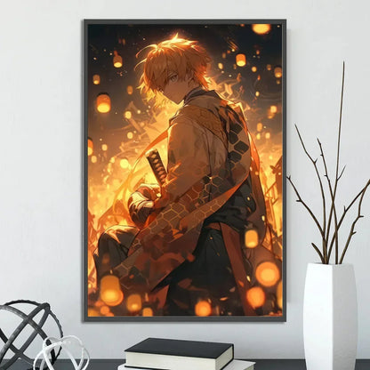 Demon Slayer Self-adhesive Anime Poster Hashira Nezuko Agatsuma Zenitsu Inosuke Wall Painting Home Decor Wall Art Room Kid Gift