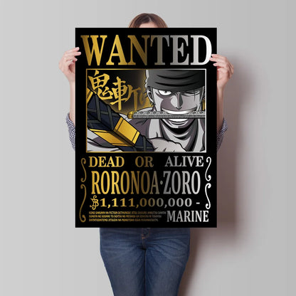 Hot Anime Poster One Piece Bounty Wanted Zoro Picture Print Wall Modular Painting Children's Bedroom Decor Classic