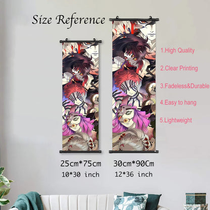 Japanese Anime HD Demon Slayer Akaza Canvas Scroll Wall Hanging Art Home Decor Gifts Bedroom Living Room Decoration Prints Gift