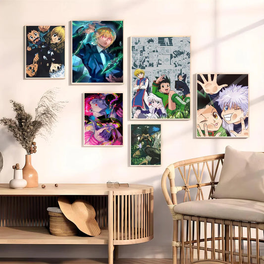Anime HUNTER x HUNTER Vintage Posters Sticky Retro Kraft Paper Sticker DIY Room Bar Cafe Kawaii Room Decor
