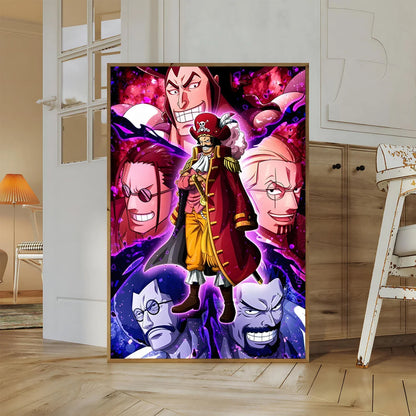 One Piece Kaido Self-adhesive Poster Buggy Sticker Home Decoration Painting Anime Wallpaper Figures HD Wall Art Hancock Kid Gift