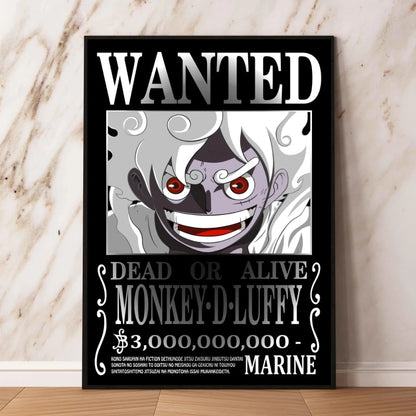 Classic Anime Canvas Printing One Piece Luffy Bounty Wanted Poster Bright and Long Lasting Colors Home Bedroom Wall Decorative