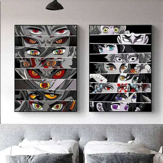 Anime Eyes Demon Slayer Kimetsu No Yaiba Poster Wall Art Print Hashira Cartoon Anime Canvas Painting For Living Room Home Decor