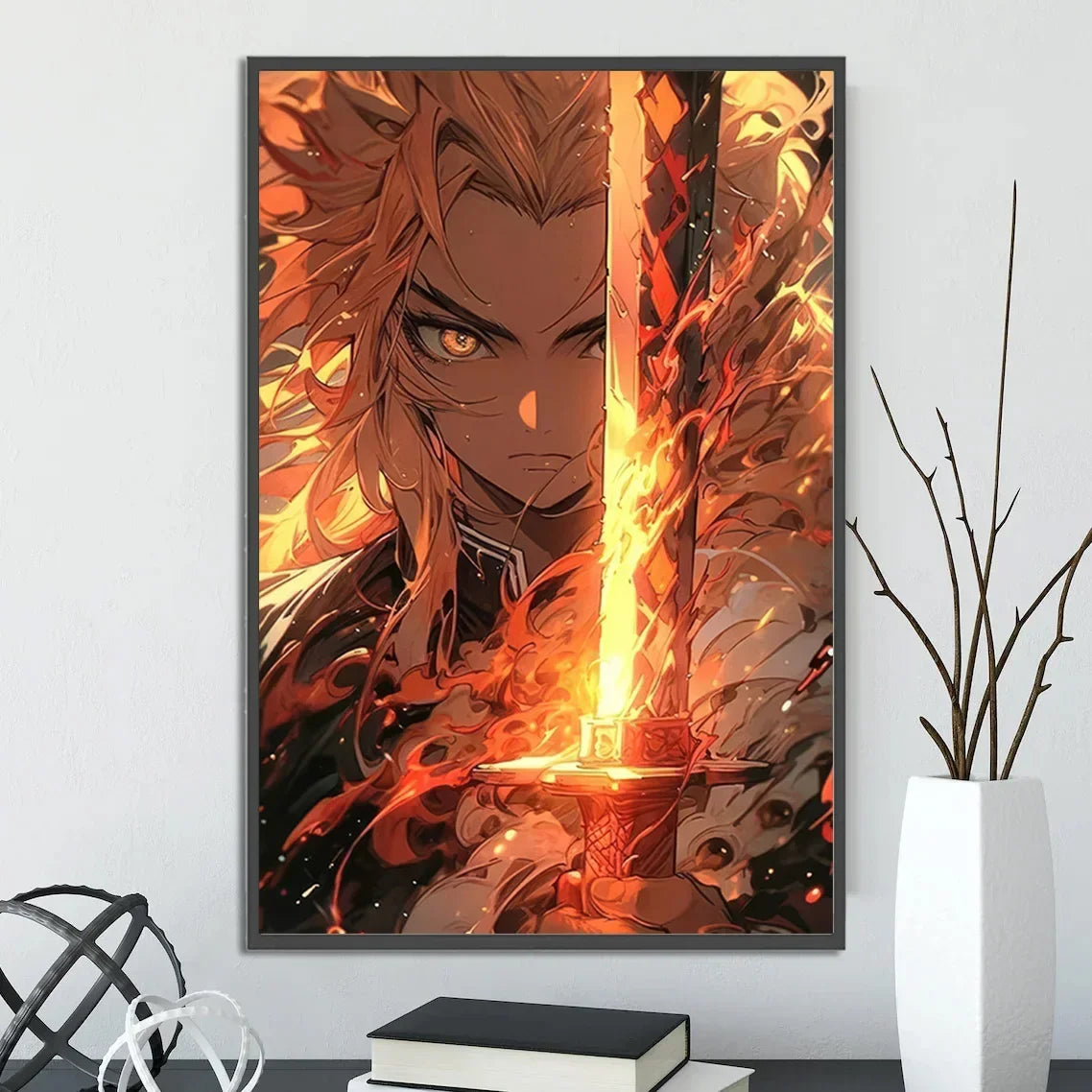 Demon Slayer Self-adhesive Anime Poster Hashira Nezuko Agatsuma Zenitsu Inosuke Wall Painting Home Decor Wall Art Room Kid Gift