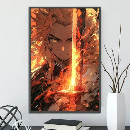 Demon Slayer Self-adhesive Anime Poster Hashira Nezuko Agatsuma Zenitsu Inosuke Wall Painting Home Decor Wall Art Room Kid Gift