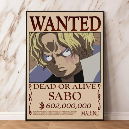 Classic Hot Selling Anime One Piece Luffy Zoro Bounty Wanted Poster Cartoon Character Canvas Printing Living Room Decor Posters