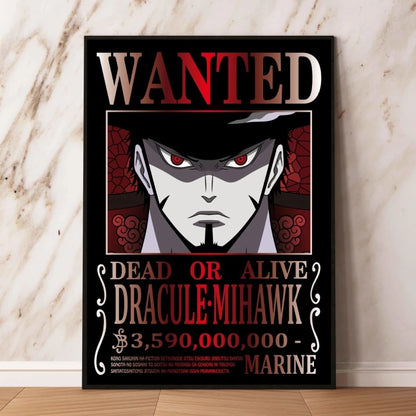 Classic Anime Canvas Printing One Piece Luffy Bounty Wanted Poster Bright and Long Lasting Colors Home Bedroom Wall Decorative