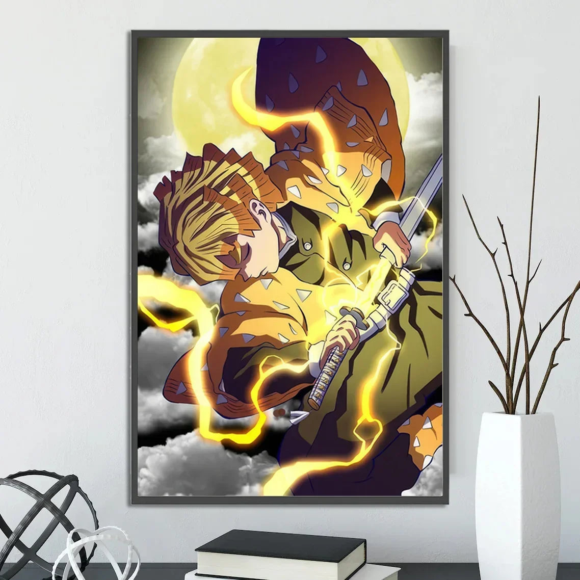Demon Slayer Self-adhesive Anime Poster Hashira Nezuko Agatsuma Zenitsu Inosuke Wall Painting Home Decor Wall Art Room Kid Gift