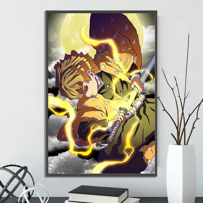 Demon Slayer Self-adhesive Anime Poster Hashira Nezuko Agatsuma Zenitsu Inosuke Wall Painting Home Decor Wall Art Room Kid Gift