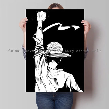 Japan Bandai Retro Anime Surrounding One Piece Luffy Art Canvas Painting Posters Print Mural Home Wall Aesthetic Room Decor