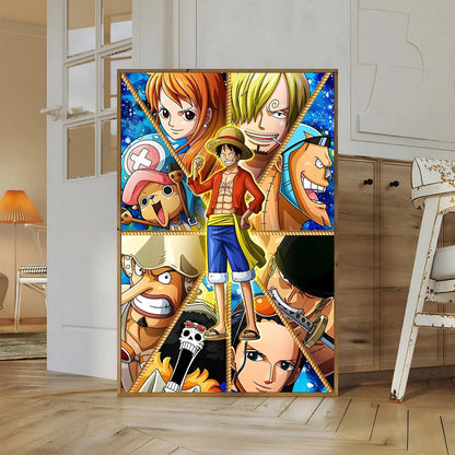 One Piece Kaido Self-adhesive Poster Buggy Sticker Home Decoration Painting Anime Wallpaper Figures HD Wall Art Hancock Kid Gift