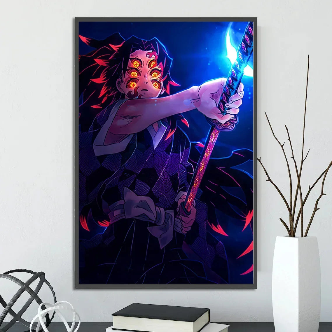 Demon Slayer Self-adhesive Anime Poster Hashira Nezuko Agatsuma Zenitsu Inosuke Wall Painting Home Decor Wall Art Room Kid Gift
