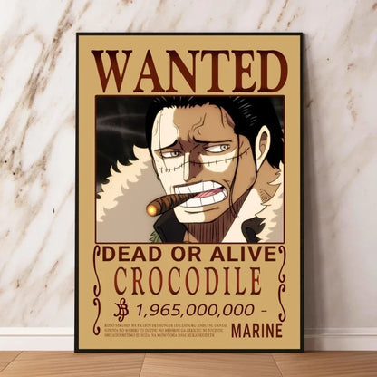 Classic Hot Selling Anime One Piece Luffy Zoro Bounty Wanted Poster Cartoon Character Canvas Printing Living Room Decor Posters