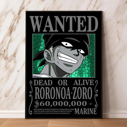 Classic Anime Canvas Printing One Piece Luffy Bounty Wanted Poster Bright and Long Lasting Colors Home Bedroom Wall Decorative